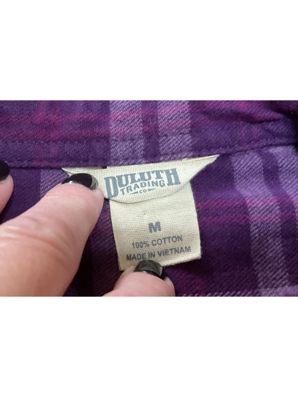 Duluth Trading Co Womens Medium Purple & Red Plaid Button-Up Flannel Shirts - Picture 5 of 8